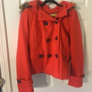 Delilah’s collection coat with faux fur hood